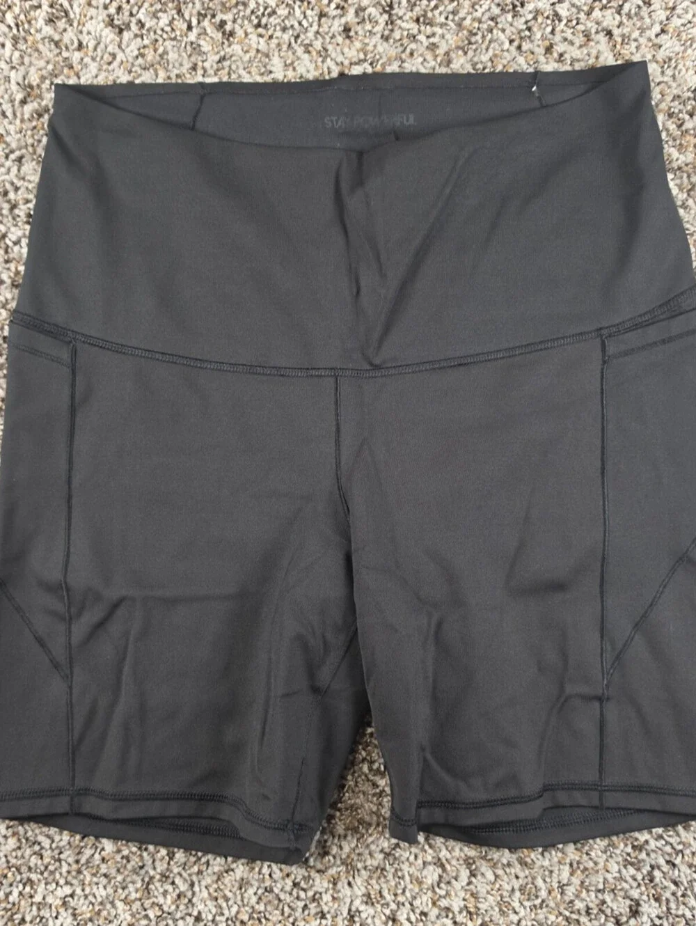 Calia Stay Powerful Women’s Sz XL Workout Bike Shorts With Pockets Solid Black